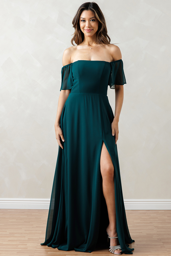 Convertible Half Sleeve Chiffon Bridesmaid Dress 